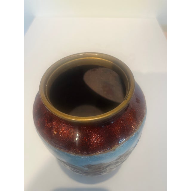 Antique Late 19th Century French Countryside Chateau Painted Enamel on Copper Scenic Vase Signed and Marked France Circa 1900 For Sale - Image 11 of 13