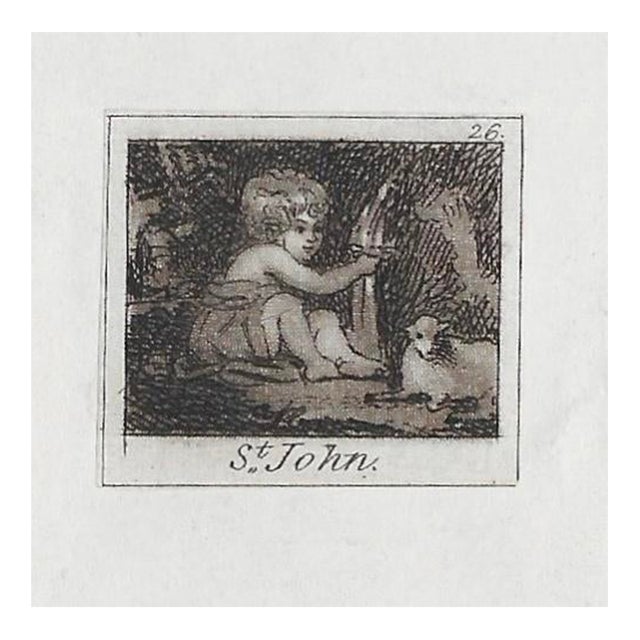 Antique Infant Saint John Miniature Engraving For Sale