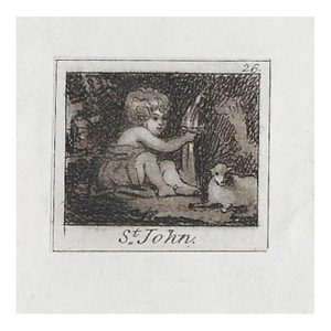 Antique Infant Saint John Miniature Engraving