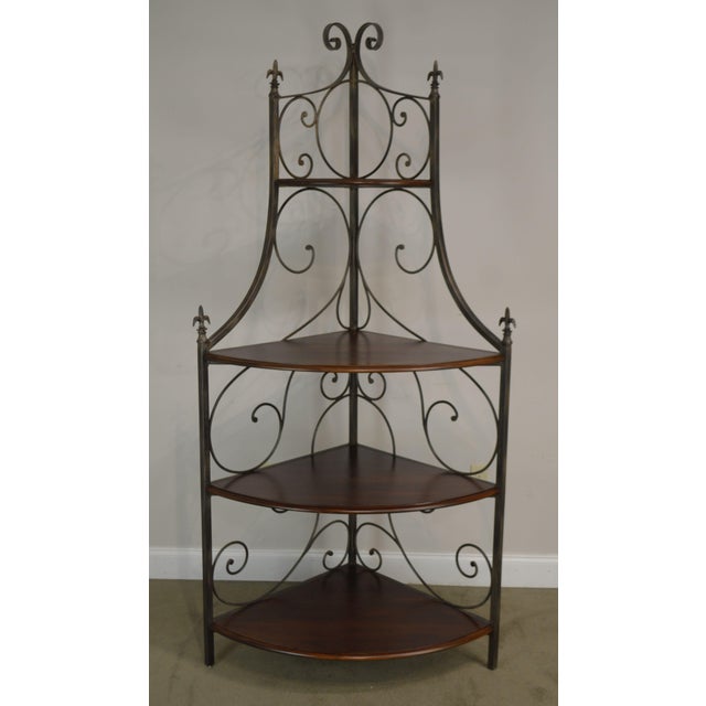 Antique wrought iron bakers rack sale