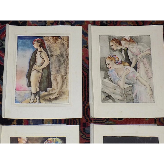 Modern Vintage French Limited Edition Hand Colored Mariette Lydis Engravings - Set of 9 For Sale - Image 3 of 10