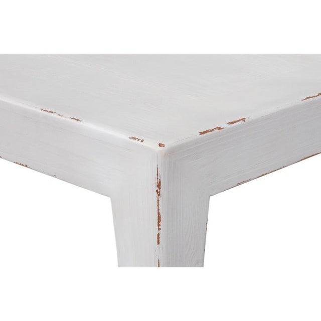 Wood Ming Style Low Coffee Table in Antique White Pine For Sale - Image 7 of 10