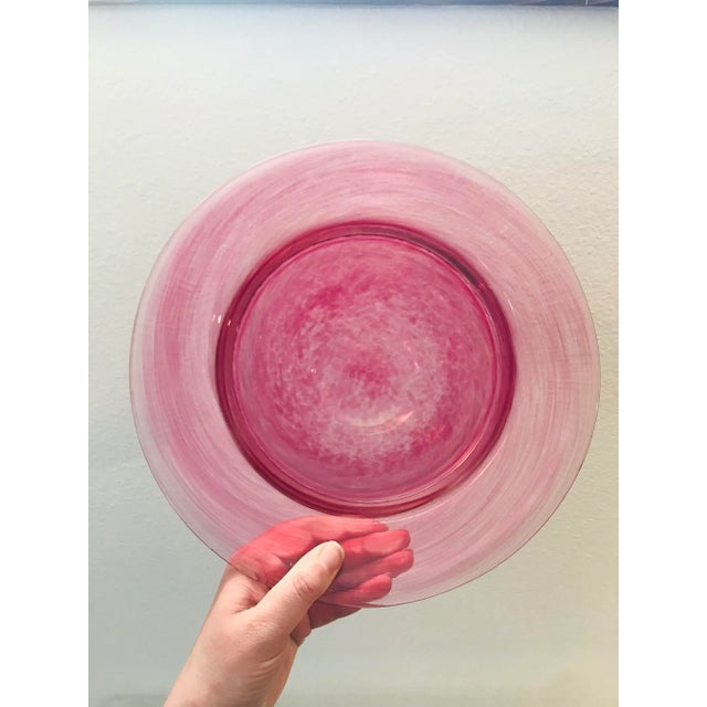 Blown Glass Hot Pink Statement Bowl For Sale - Image 4 of 11