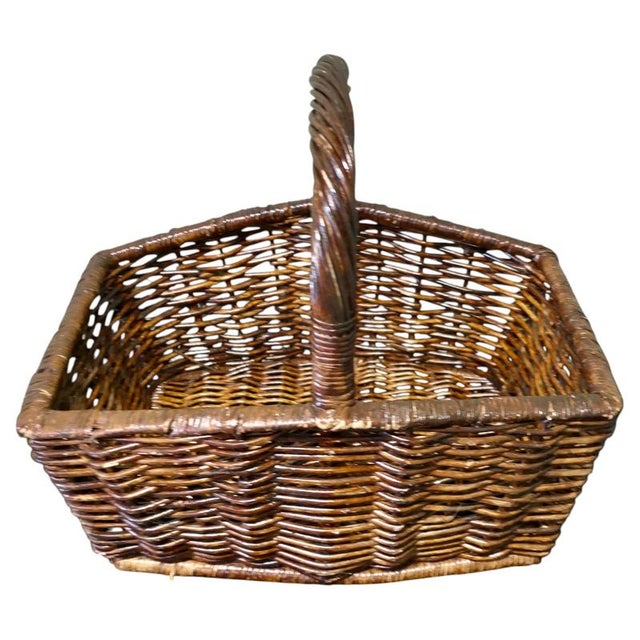 Wood Antique French Wicker Flower and Fruit Basket, 1900 For Sale - Image 7 of 7