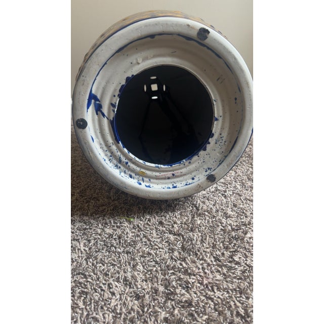 Elegant Blue & Gold Chinese Style Porcelain Garden Stool-18” For Sale - Image 4 of 6