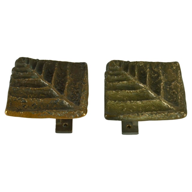 Square Bronze Push Pull Door Handles with Tree Relief, Set of 2 For Sale - Image 14 of 14