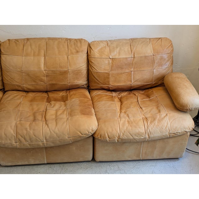 Large Vintage Modular Leather Sofa, 1960s, Set of 8 For Sale - Image 11 of 15