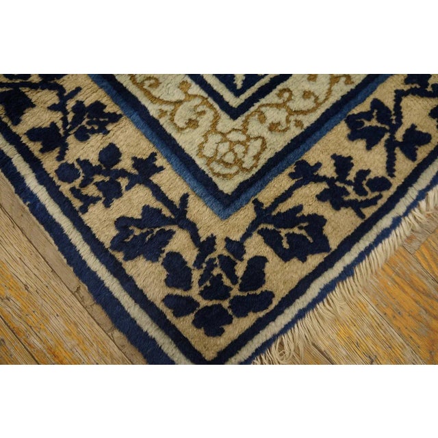 Navy Blue 1920s Navy Blue Floral Medallion Antique Chinese Peking Rug 2' 7'' X 4' 2'' Wool Knotted Carpet For Sale - Image 8 of 11