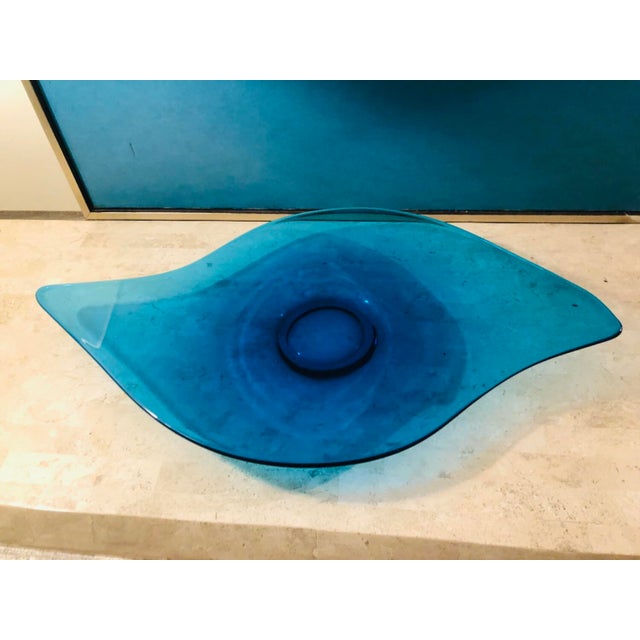 Vintage Blue Viking Glass Table Lighter on Matching Plate Chairish