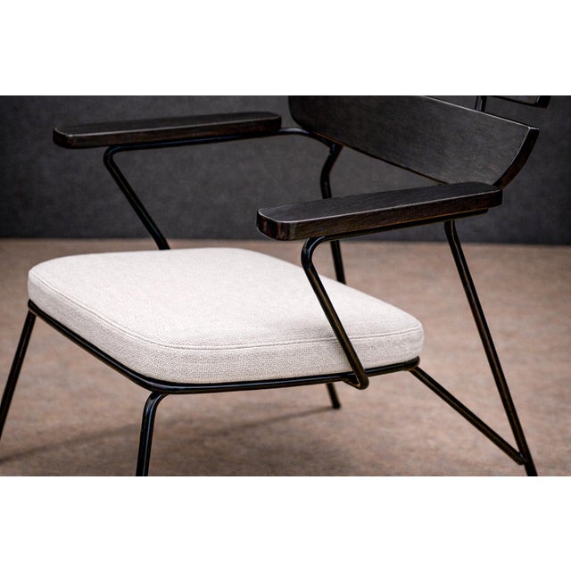 Armchair in Metal and Wood With Ebony Finish, Carlo Hauner & Martin Eisler, 1950s For Sale - Image 9 of 10