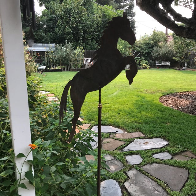 Copper Folk Art Weathervane Style Jumping Horse on Vintage Modified Floor Lamp Base For Sale - Image 10 of 13