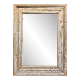 19th Century French White-Washed Mirror For Sale