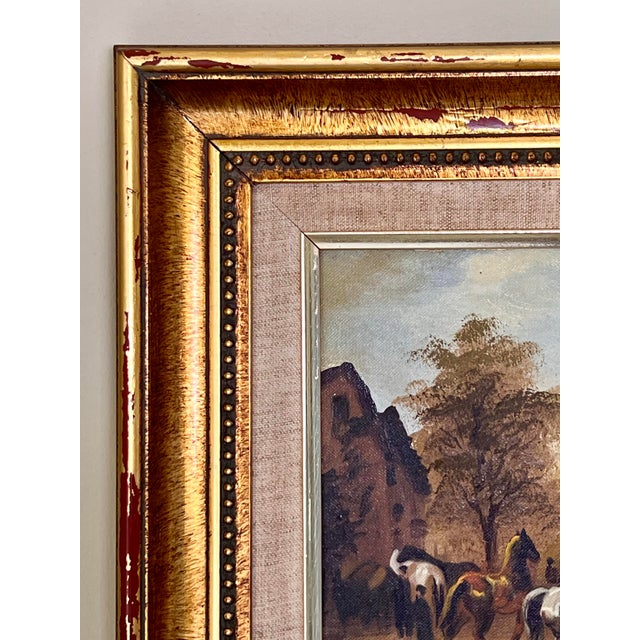 Brown Horse Fair Equestrian Oil Painting on Canvas in Giltwood Frame, Signed Rudz, 20th C. For Sale - Image 8 of 12