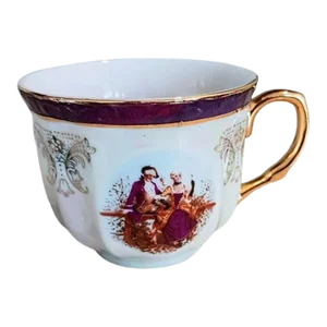 1960s Gna Fine Porcelain Tea Cup 24k Hand Painted Victorian Iridescent