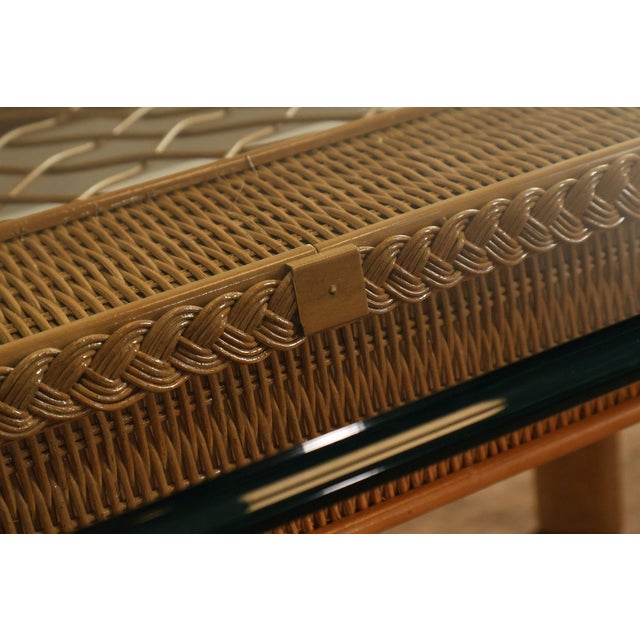 Lexington Henry Link Glass Top Wicker Dining Table For Sale - Image 15 of 18