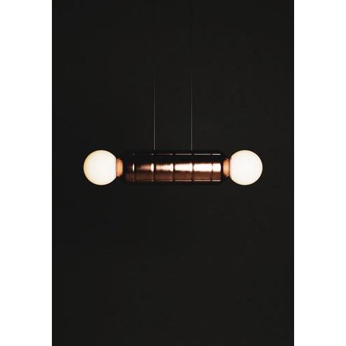 Navazi medium horizontal lamp in burnished copper & frosted glass by svitanok one of a kind. Dimensions: ø 56 x h 11 cm....