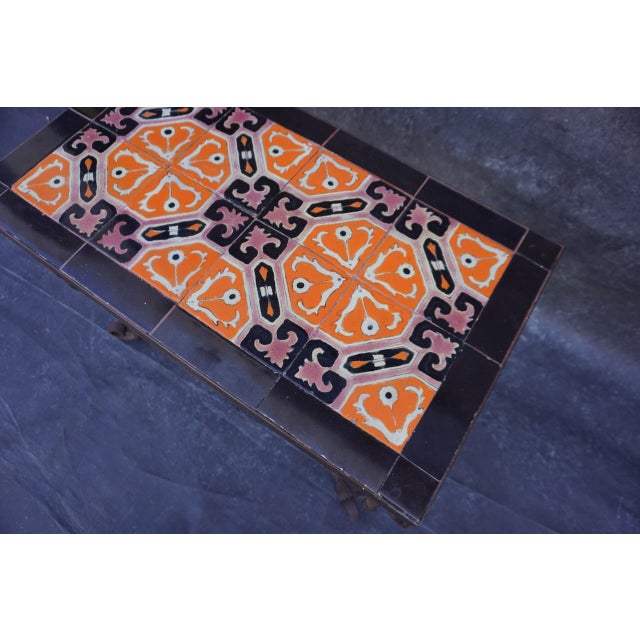 1920s Original D&m Tile Table With Wrought Iron Base For Sale - Image 4 of 7