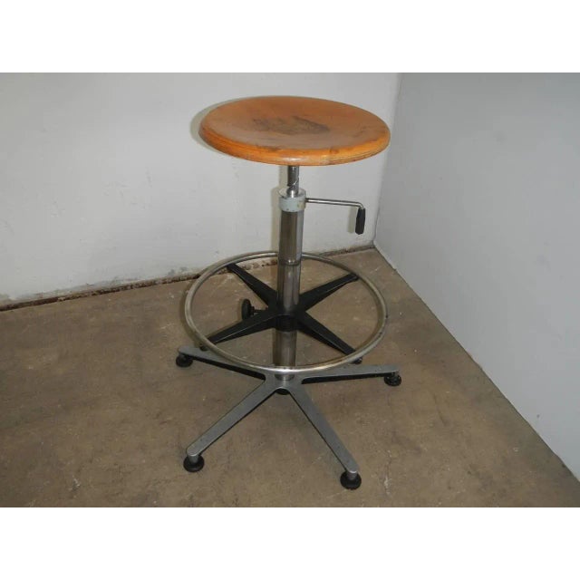 Black Vintage Italian Aluminum, Beech, and Steel Stool, 1970s For Sale - Image 8 of 8