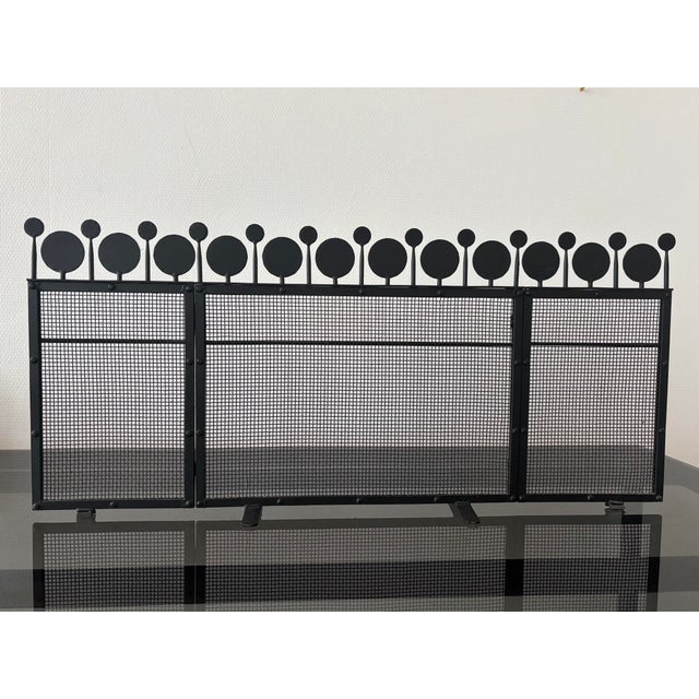 Fire Screen in Black Lacquered Metal by Bertil Vallien for Boda, 1960 For Sale - Image 4 of 7