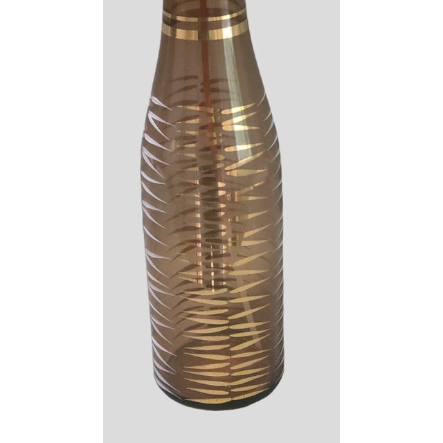 Vintage Bohemian Amber Gilded Glass Jewel top pump Tall Perfume Bottle 10.5'' High 2 .5'' Wide. Good condition, please...