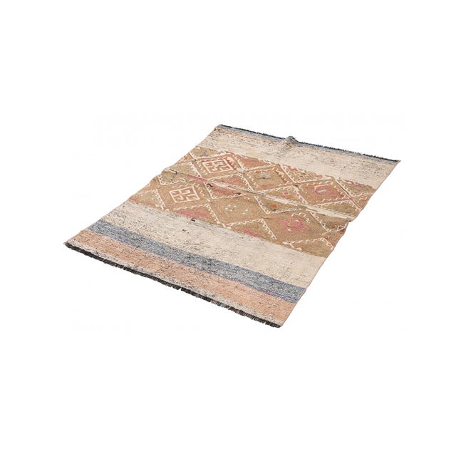 Mid-Century Modern Decorative Small Vintage Kilim Rug - 3`3″ X 4`11″ For Sale - Image 3 of 6