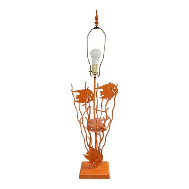 Vintage Orange Fish Seaweed Lamp For Sale