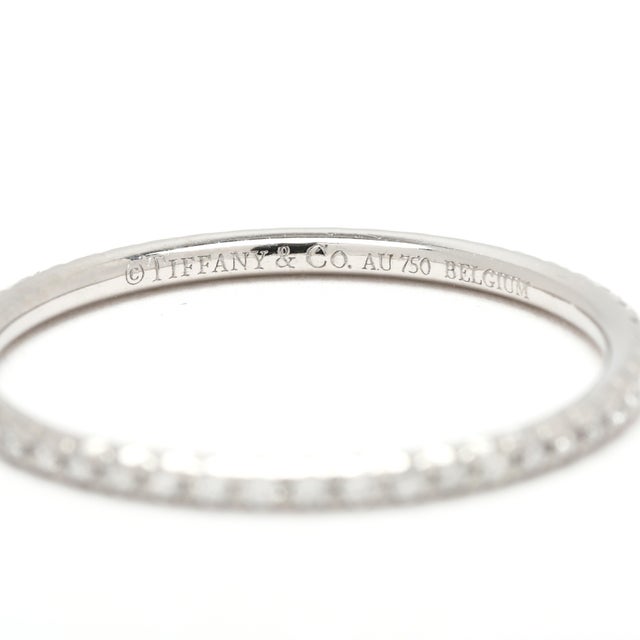 Tiffany and Co. 0.20ctw Diamond Tiffany & Co Eternity Band Ring, 18k White Gold, Ring Size 8.25 For Sale - Image 4 of 5