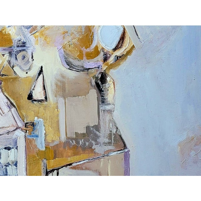 Contemporary Large Abstract Expressionist Oil Painting. Title : Comptoir. Abstract Expressionist Oil Painting by Contemporary American Artist Lynn Christian For Sale - Image 3 of 4