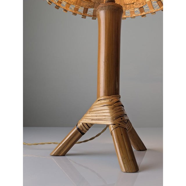 Bamboo and Rattan Table Lamp with Woven Shade, 1950s For Sale - Image 11 of 16