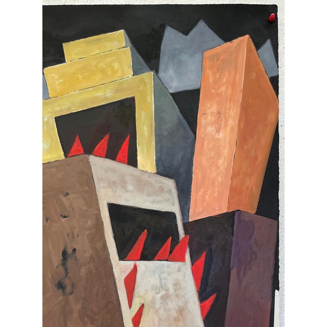 Abstract “Cityscape #2” Abstract Oil on Canvas Painting by Mary Alice Copp - For Sale - Image 3 of 5