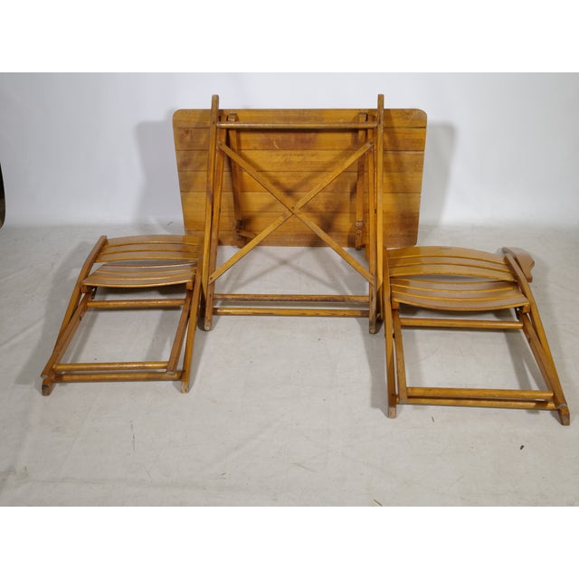 Brown Vintage Garden Furniture Set in Wood, 1970s, Set of 3 For Sale - Image 8 of 11