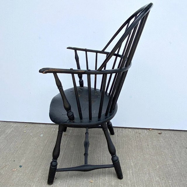 Paint American Black-Painted Sackback Windsor Knuckle Armchair For Sale - Image 7 of 11