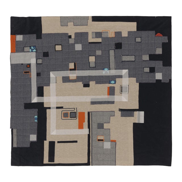 Textile Rug & Kilim’s Contemporary Square Tapestry With Geometric Layout in Neutral Tones For Sale - Image 7 of 10