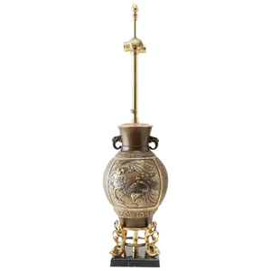 Japanese Bronze Urn Vase Mounted as Table Lamp