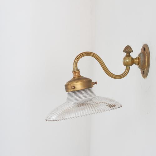 Antique Reclaimed Glass Wall Light from Holophane, 1950s For Sale - Image 9 of 10