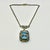 Cornflower Blue 1920s Antique Art Deco Art Nouveau Blue Glass & Silver Tone Pendant Necklace, 14.5”. For Sale - Image 8 of 12