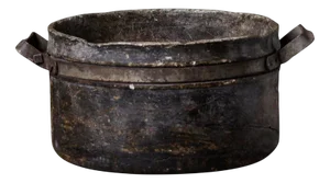 Antique Swedish Soapstone Stone Pot with Hand Wrought Iron and a Genuine Patina