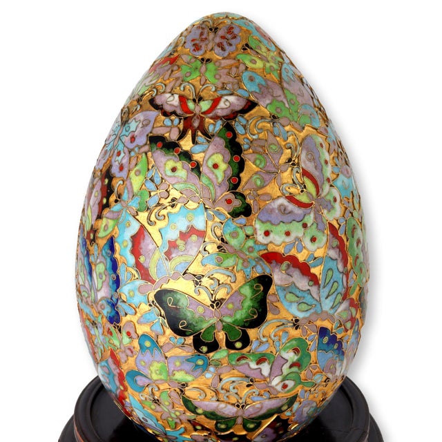 Cloisonné Egg With Wooden Base Chairish