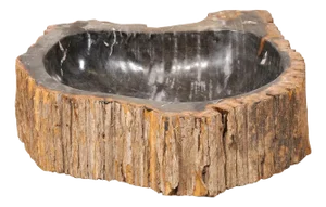 Live Edge Petrified Wood Sink, Black & Tan