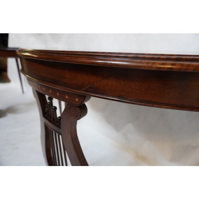 Mid 20th Century Pair of Demilune Consoles With Harp / Lyre Detail For Sale - Image 15 of 18