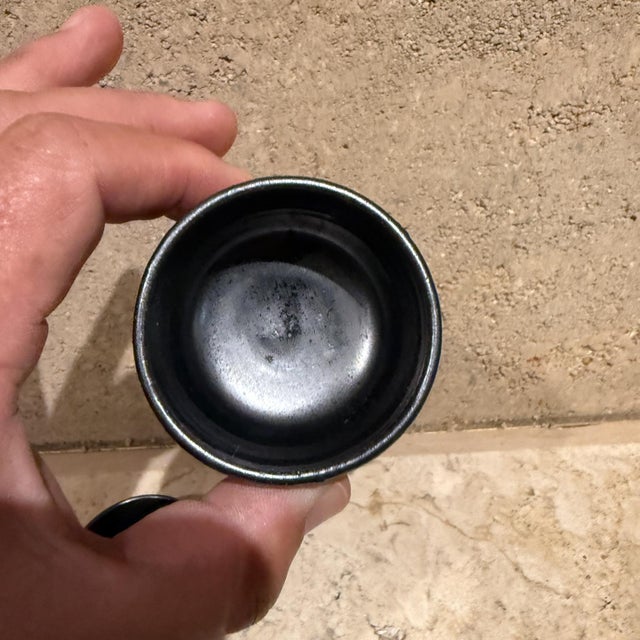 1980s Glazed Black Seto Art Pottery Matcha Tea Bowls For Sale - Image 4 of 8