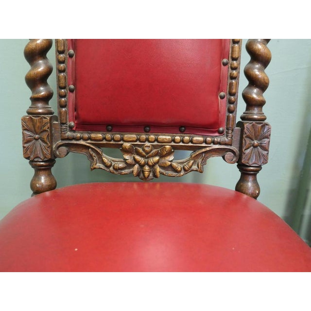 Antique Black-Forest Carved Oak Dining Chairs, Set of 5 For Sale - Image 5 of 10