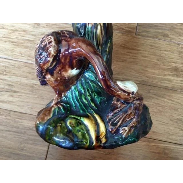 American Antique Majolica Compote Centerpiece W Bird For Sale - Image 3 of 10