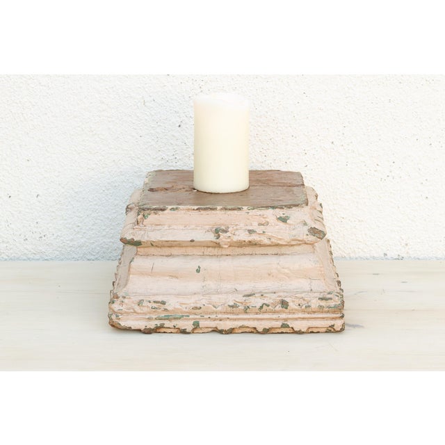 Antique Painted Pastel White Column Base For Sale - Image 4 of 7