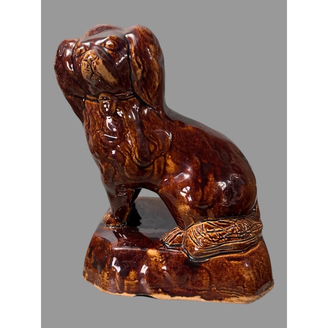 Antique Bennington or Rockingham Figural Spaniel Dog 10" Statue Sculpture For Sale - Image 10 of 12