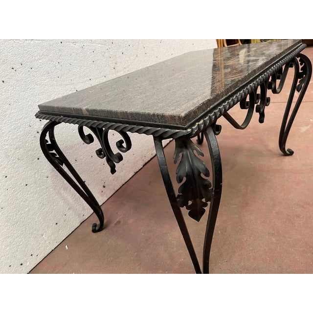 Wrought Iron and Marble Coffee Table, 20th Century For Sale - Image 4 of 10