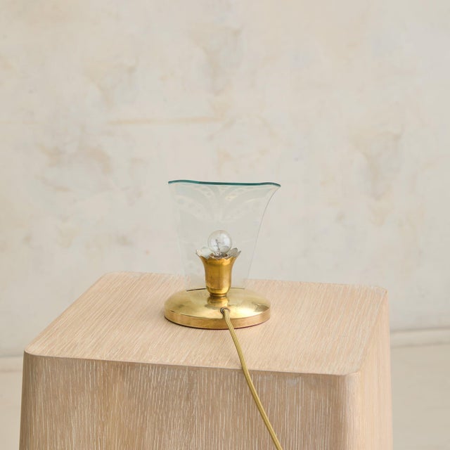 1950s Petite Italian Brass + Murano Glass Table Lamp - 2 Available For Sale In Chicago - Image 6 of 13