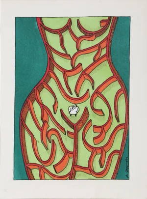 1980s Alfredo Garzon, Maze Watercolor