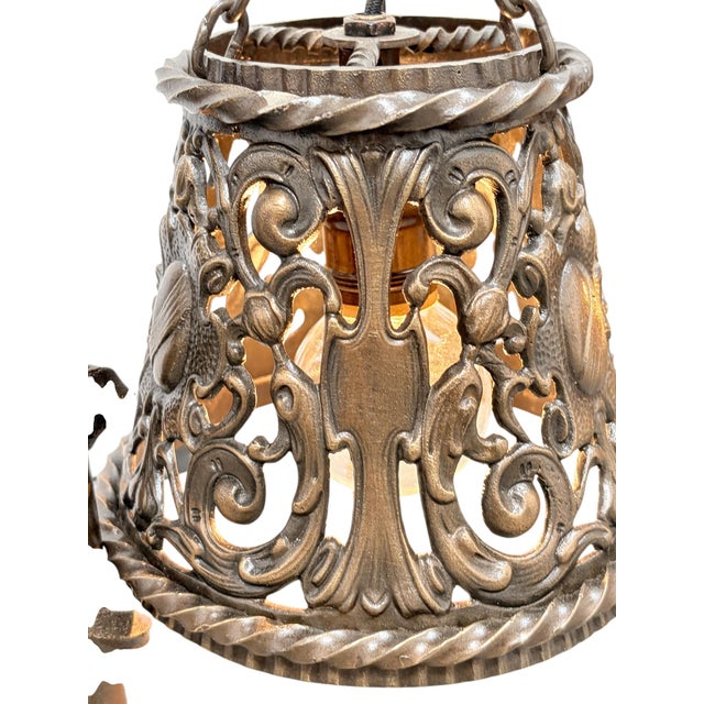 1910s Spanish Revival Cast Bronze Davenport Accent Floor Lamps with Flying Dragons, Twisted Tails - Restored Rewired For Sale - Image 15 of 16
