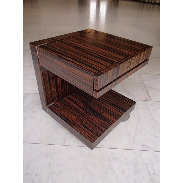 Macassar Bedside Table on Wheels For Sale - Image 6 of 11